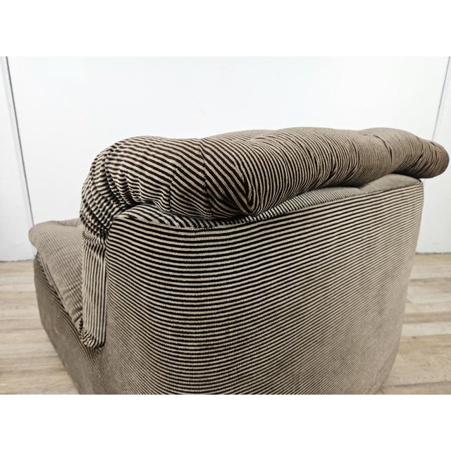 Gray Vintage Striped Fabric Armchair, 1970s For Sale - Image 8 of 14