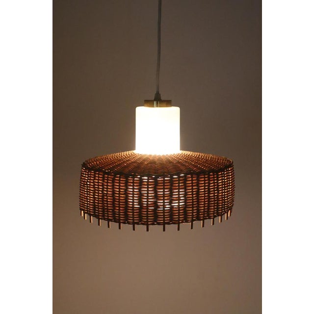 Pedant Lamp in Opal Glass with Braided Rattan from Doria, Germany, 1960s For Sale - Image 4 of 12