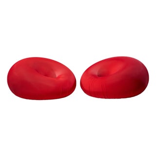 Tullio Eugenio Regge for Gufram SRL Mid Century Italian Red Detecma Chairs - Pair For Sale