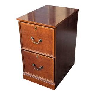 Vintage Cherry Finish Two Drawer Filing Cabinet For Sale