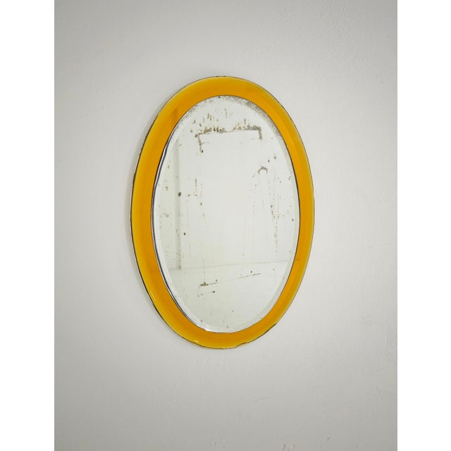 Mid-Century Modern Wall Mirror in Yellow Glass by Cristal Art, Italy, 1960 For Sale - Image 15 of 18