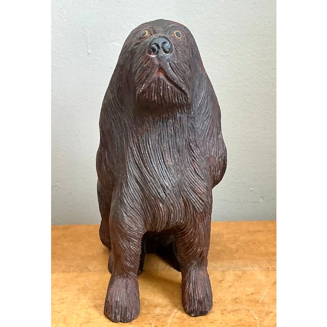 Vintage Carved Wood Dog Sculpture For Sale - Image 9 of 16