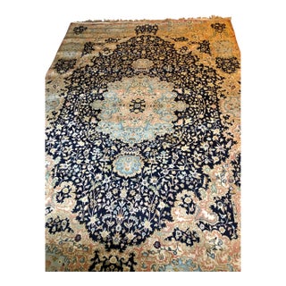 Large Antique Laver Kirman Oriental Tapestry Hand Made Wool and Silk 138 X 98 Inches For Sale