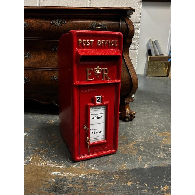Metal Post Box in Bright Red For Sale - Image 3 of 12