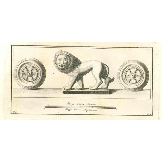 Ancient roman statues, from the series "antiquities of herculaneum", is an original etching on paper realized from a...