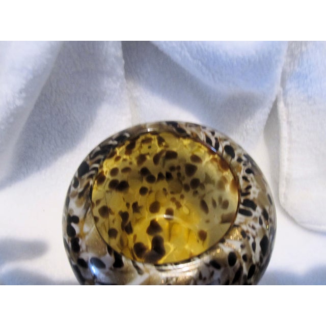 Mid Century Hand Blown Vase Art Glass, with gold flakes embedded. There are no visible defects apparent on this item.