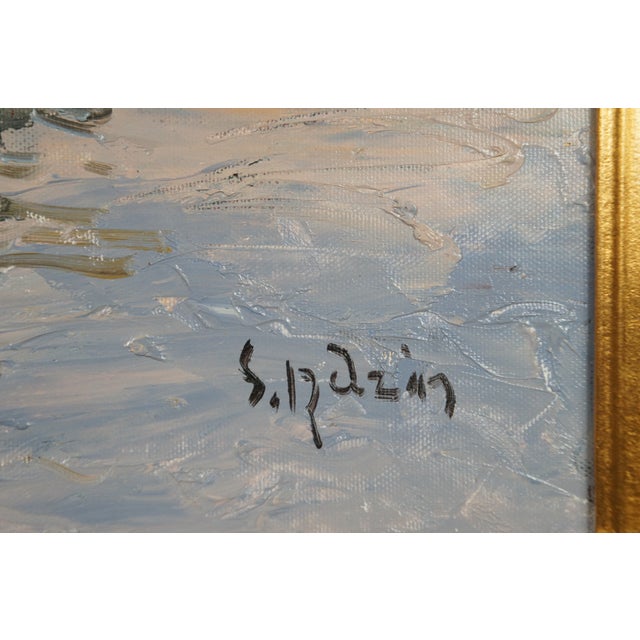 Early 20th Century European Impressionist Oil Painting Coastal Seascape Sailboats Signed & Framed For Sale - Image 4 of 11