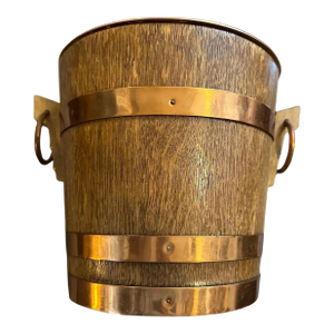 A 1960s Mid-Century Modern Oak and Copper French Wine Cooler