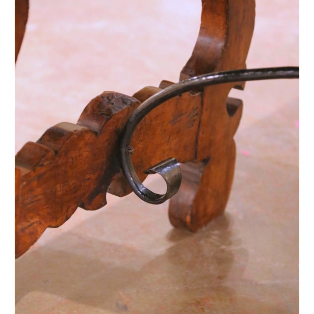 19th C. Spanish Baroque Walnut Refectory Table With Iron Stretcher For Sale In Dallas - Image 6 of 9