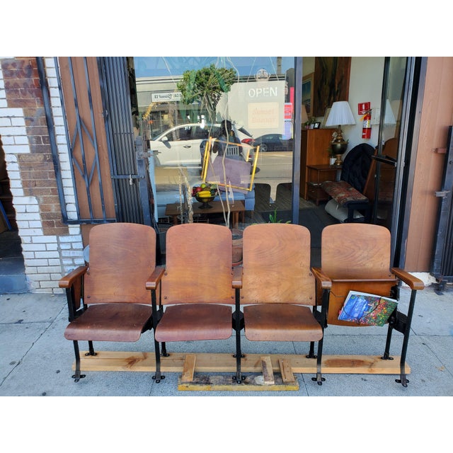 Brown Vintage Theater Seat Row For Sale - Image 8 of 14