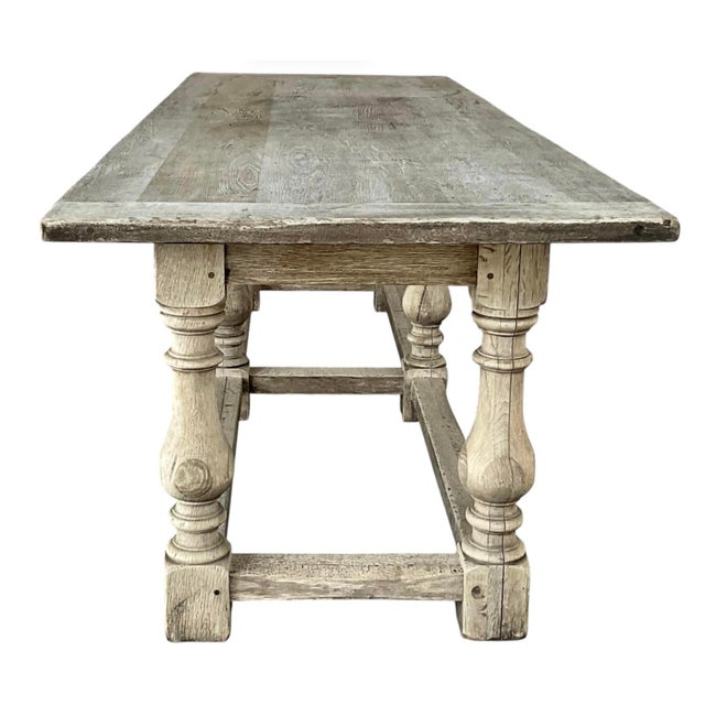 English Jacobean Style Bleached Oak Dining Table, Late 19th Century For Sale - Image 10 of 11