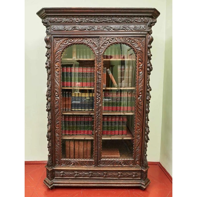 Neo-Renaissance Oak Bookcase For Sale - Image 3 of 11