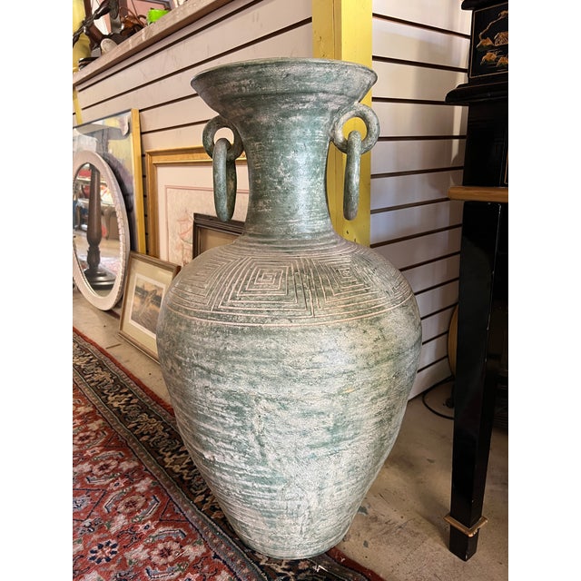 20th Century Green Amphora Floor Vase Chairish