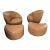 Set of 4 Vintage Tan Leather Lounge Chairs With Matching Ottomans Attributed to Vladimir Kagan For Sale