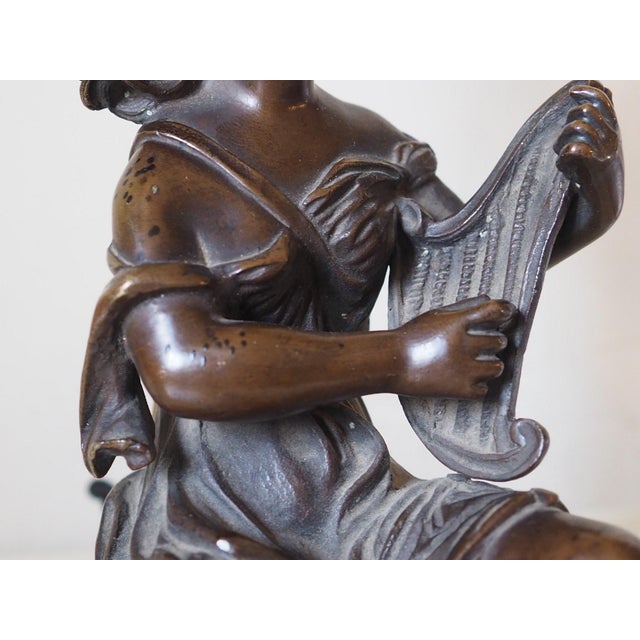 Antique Victorian Rococo Revival French Bronze Harpist Candelabra Table Lamp, 1870s For Sale - Image 18 of 18