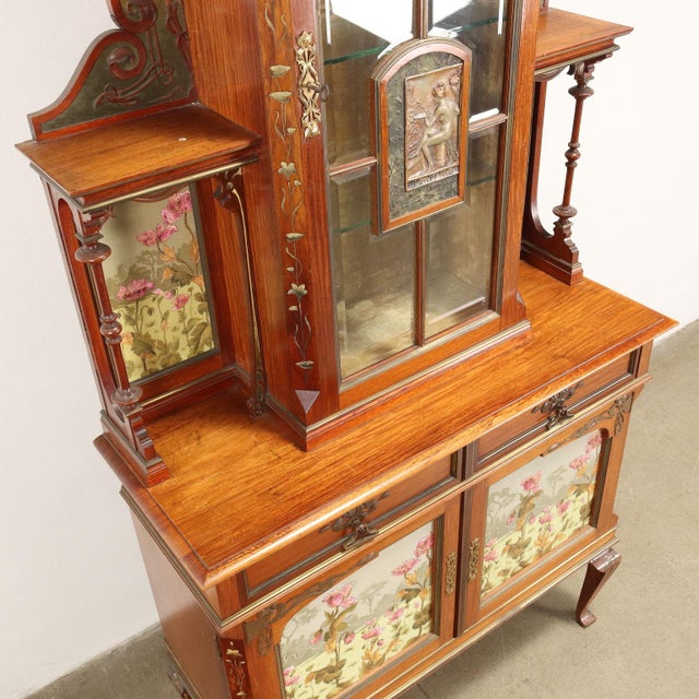 20th Century Art Nouveau Showcase in Mahogany, Italy For Sale - Image 4 of 18