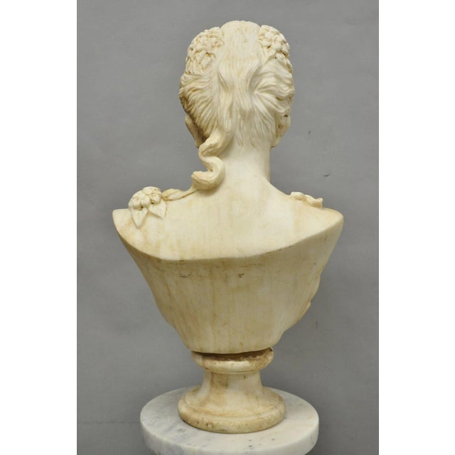 Vintage Victorian Style Carved Marble Young Lady Maiden Bust Statue Sculpture For Sale - Image 13 of 16