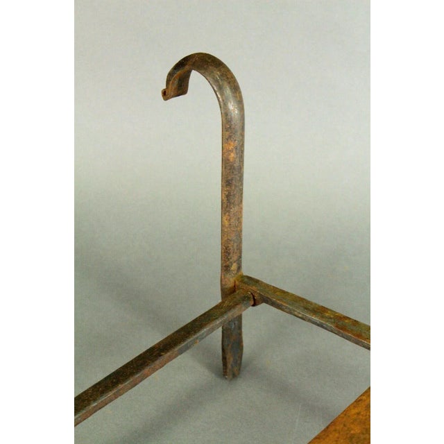 Metal 1700/1800's Wrought Iron Open Fire Warmer With Sliding Shelf Hanging For Sale - Image 7 of 12