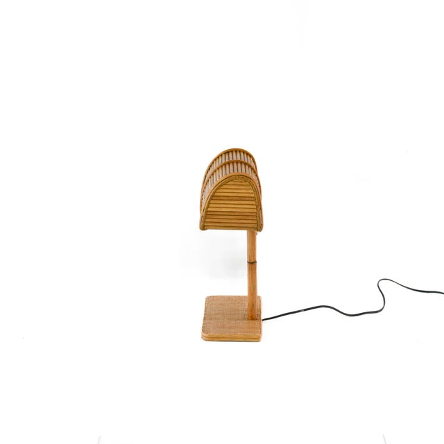Rattan Modern Bp Desk Lamp, Handcrafted Pencil Reed Rattan, Art Deco Style For Sale - Image 4 of 8