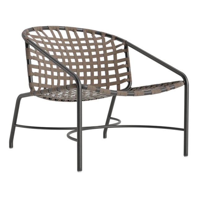 Brown Jordan Kantan Aluminum Suncloth Lounge Chair, Textured Pewter frame with Mica fabric For Sale