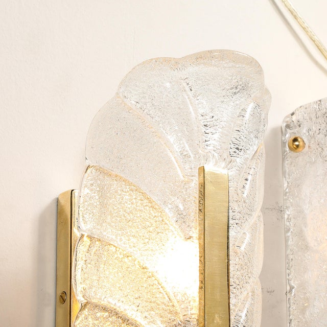 Mid-Century Mottled Glass & Brass Leaf Sconces by Carl Fagerlund for Orrefors For Sale - Image 14 of 15