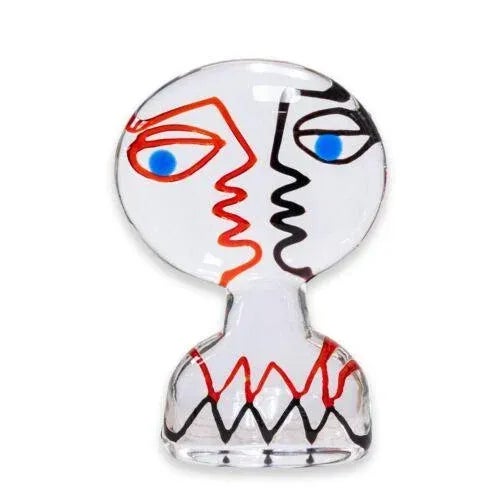 Italian Ermanno Nason Italian Murano Cubist Modern Face Glass Sculpture Signed 1970's For Sale - Image 3 of 6