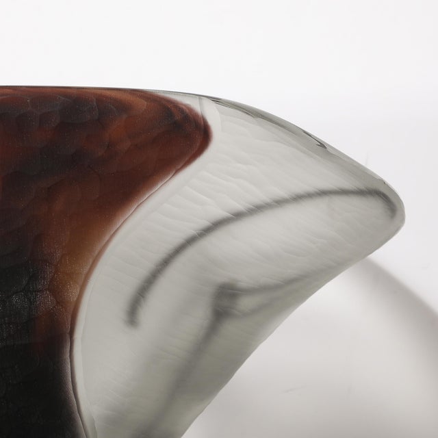 Modernist Hand-Blown Murano Battuto Frosted & Amethyst Glass Centerpiece Bowl For Sale - Image 13 of 17