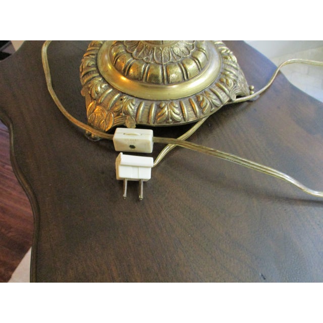 1930s Huge Heave Antique Fancy Brass Art Nouveau Lamp Crystal Prisms , Crystal Chain 6 Lights Adorned With Angel Wings For Sale - Image 11 of 13