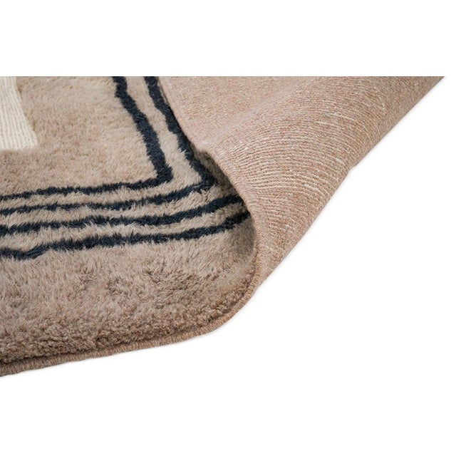 Angular Geometric Key-Line Hand-Knotted Wool Rug | 9'10" X 6'9" | One of a Kind For Sale - Image 9 of 9