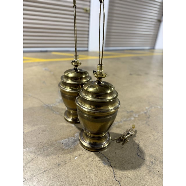 Pair of Brass Plated Ginger Jar Lamps For Sale - Image 4 of 8
