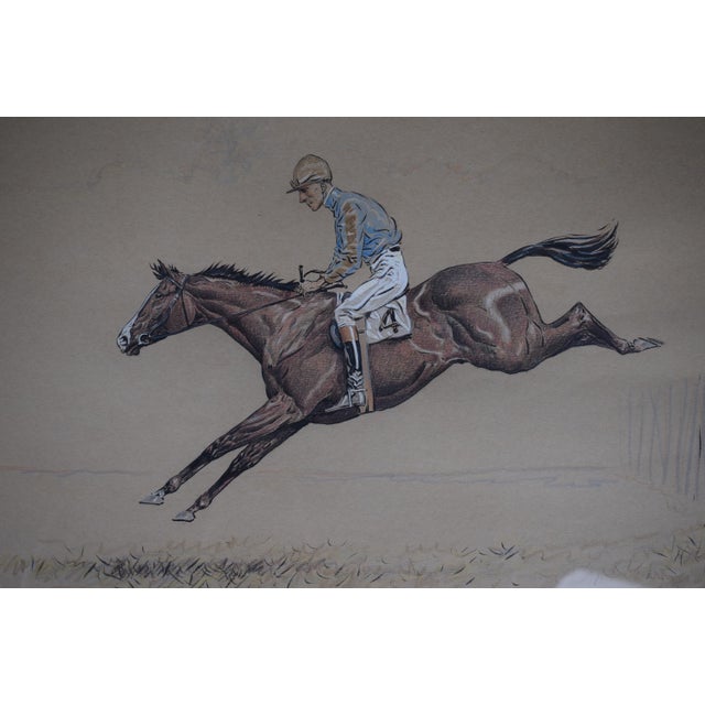 Traditional Freddie Thomas the First Rider to Win the New Jersey Hunt Cup Twice Quickens the Pace at the 25th Fence and Goes on to Win 1931 Gouache by Paul Brown For Sale - Image 3 of 7