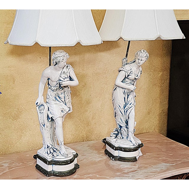 Vintage Neoclassical Figural Table Lamps Greco-Roman Sculptural Lamps - Pair For Sale - Image 18 of 18