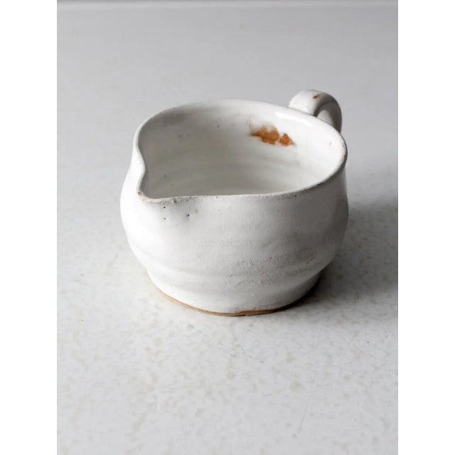 White Vintage Studio Pottery Pitcher For Sale - Image 8 of 11