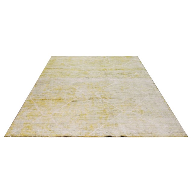 Moroccan hand knotted rug with natural colors, contemporary style and soft texture.