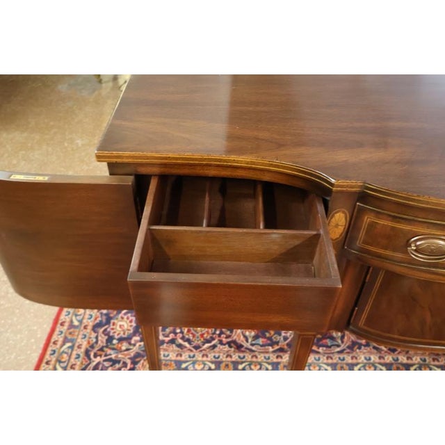 Wood 1990s Kittinger Regency Hepplewhite Style Mahogany Inlaid Server Buffet Sideboard For Sale - Image 7 of 11