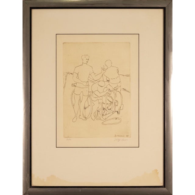 Figurative August Mosca Le Demarre Signed Modern Figurative Etching on Paper 53/110 Framed For Sale - Image 3 of 7