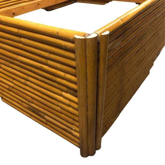 1950s Restored Mid-Century Stacked Rattan Full Sized Bed Frame For Sale - Image 4 of 6