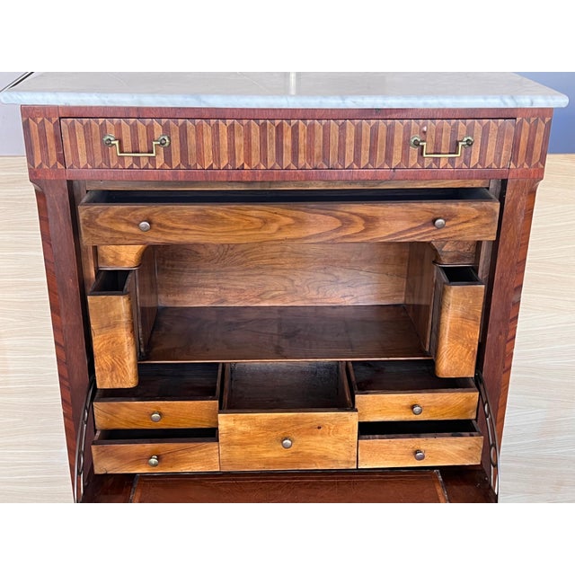 19th Century Empire Drop-Front Oak Secretary Desk or Abattant, Chest France For Sale In Miami - Image 6 of 18