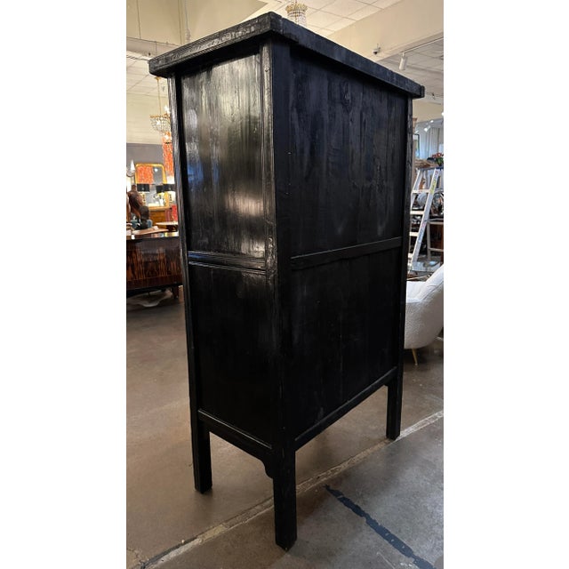 Large Chinoiserie Red Lacquered Cabinet or Armoire With Gilt Accents For Sale - Image 12 of 12