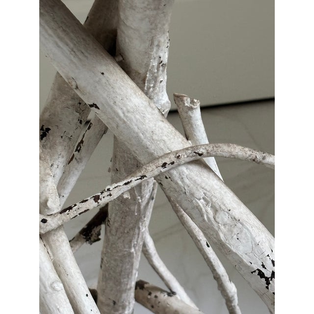 Early 20th Century Antique Folk Art Handcrafted Adirondack Style Twig Table With Decorative Scroll Base For Sale - Image 12 of 16