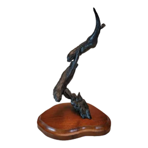 Late 20th Century Numbered Bronze Otter Sculpture by Nick Klepinger
