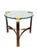 Metal Vintage Hollywood Regency Chrome & Brass Glass-Top Side Table | Sculptural Tri-Leg Base | Art Deco Revival Accent Table For Sale - Image 7 of 10