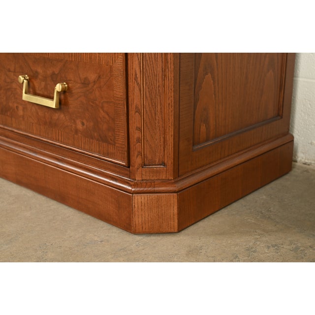 Drexel Heritage Mid-Century Hollywood Regency Burl Wood Dresser or Credenza, Newly Refinished For Sale - Image 12 of 15