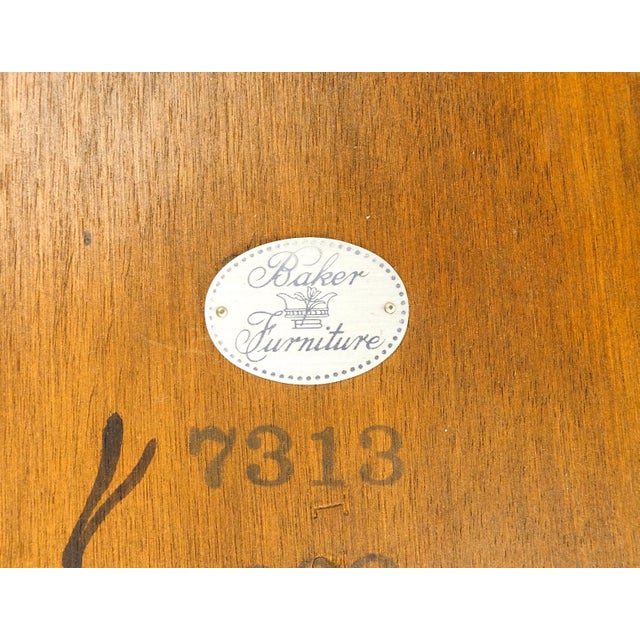 Fine Baker c1970s Marquetry Top Pair of Nesting Side End Tables MINT For Sale - Image 6 of 16