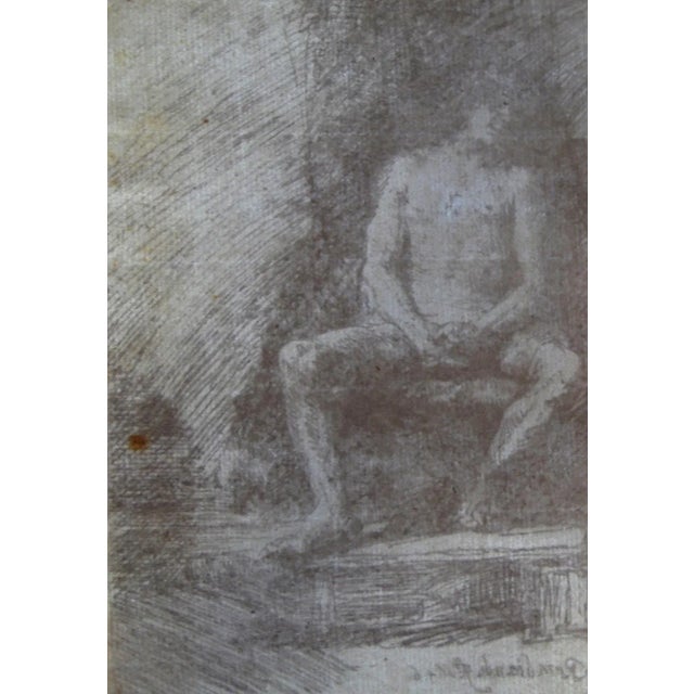 Rembrandt Van Rijn Nude Man Seated Before a Curtain 1646 For Sale - Image 4 of 6