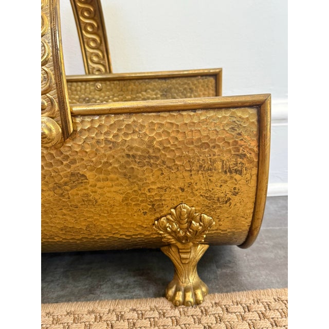 English English Brass Firewood Log Holder With Animal Paw Feet Regency Style For Sale - Image 3 of 11