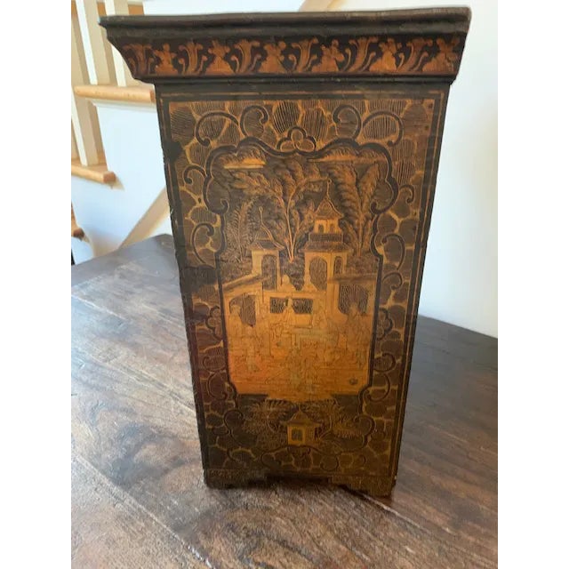19th Century Chinese Back and Gold Lacquer Collector's Cabinet For Sale - Image 9 of 11