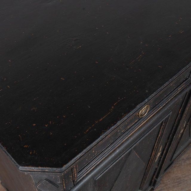Wood 19th Century Swedish Gustavian Black Sideboard Buffet For Sale - Image 7 of 17