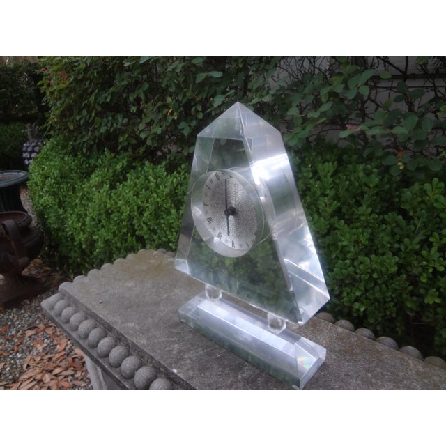Plastic Mid Century Modern Neoclassical Style Acrylic Clock For Sale - Image 7 of 12
