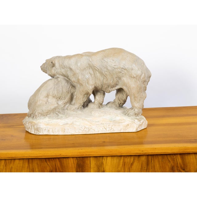 Continental Midcentury Terracotta Sculpture Depicting Two Bears on a Base For Sale - Image 9 of 10